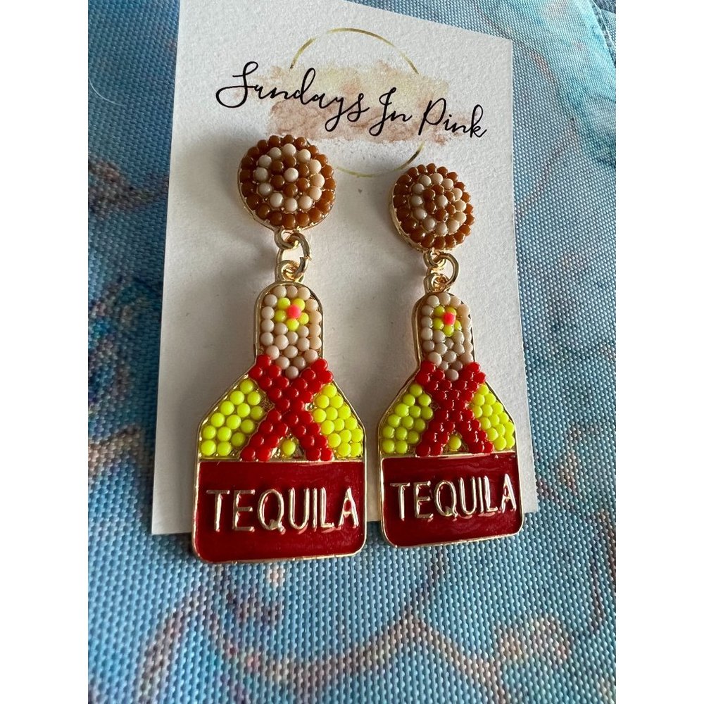 TEQUILA Neon Studded Statement Earrings NEW - Picture 3 of 3
